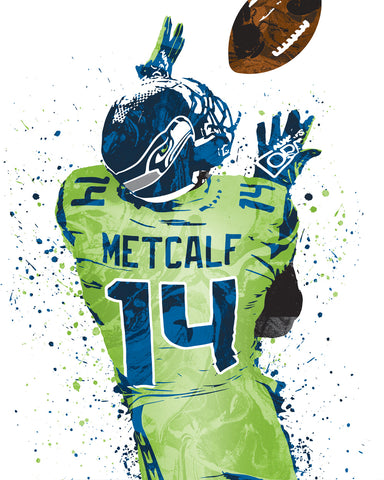DK Metcalf Seattle Seahawks Football Art Poster
