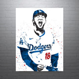Yoshinobu Yamamoto Los Angeles Dodgers Baseball Art Poster
