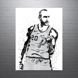 Manu Ginobili San Antonio Spurs Basketball Art Poster
