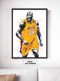 Shaquille O'Neal Los Angeles Lakers Basketball Art Poster