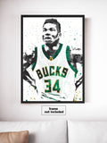 Giannis Antetokounmpo Milwaukee Bucks Basketball Art Poster