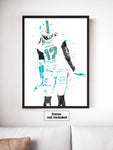 Jaylen Waddle Miami Dolphins Football Art Poster