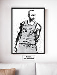 Manu Ginobili San Antonio Spurs Basketball Art Poster