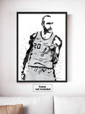 Manu Ginobili San Antonio Spurs Basketball Art Poster
